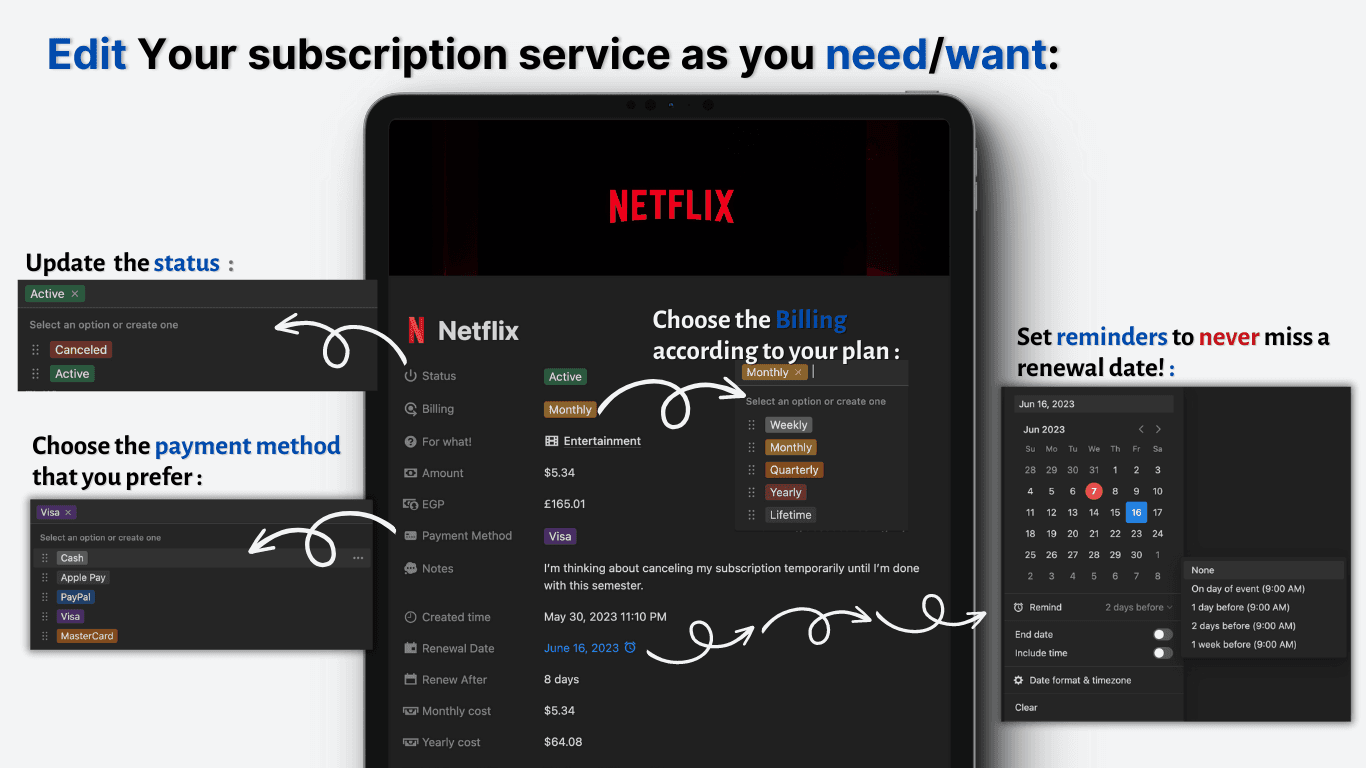 Notion Subscription Tracker Template - image 3