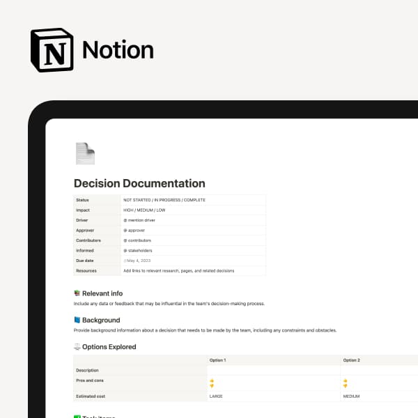 Decision Documentation Template