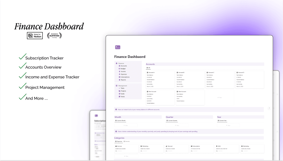 Finance Dashboard - Notion Template - image 4