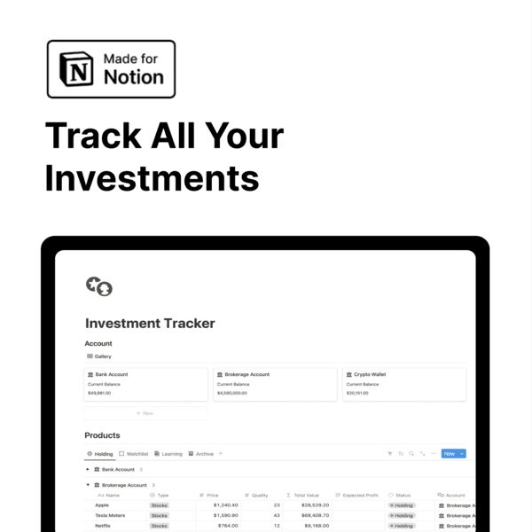 Investment Tracker with notion