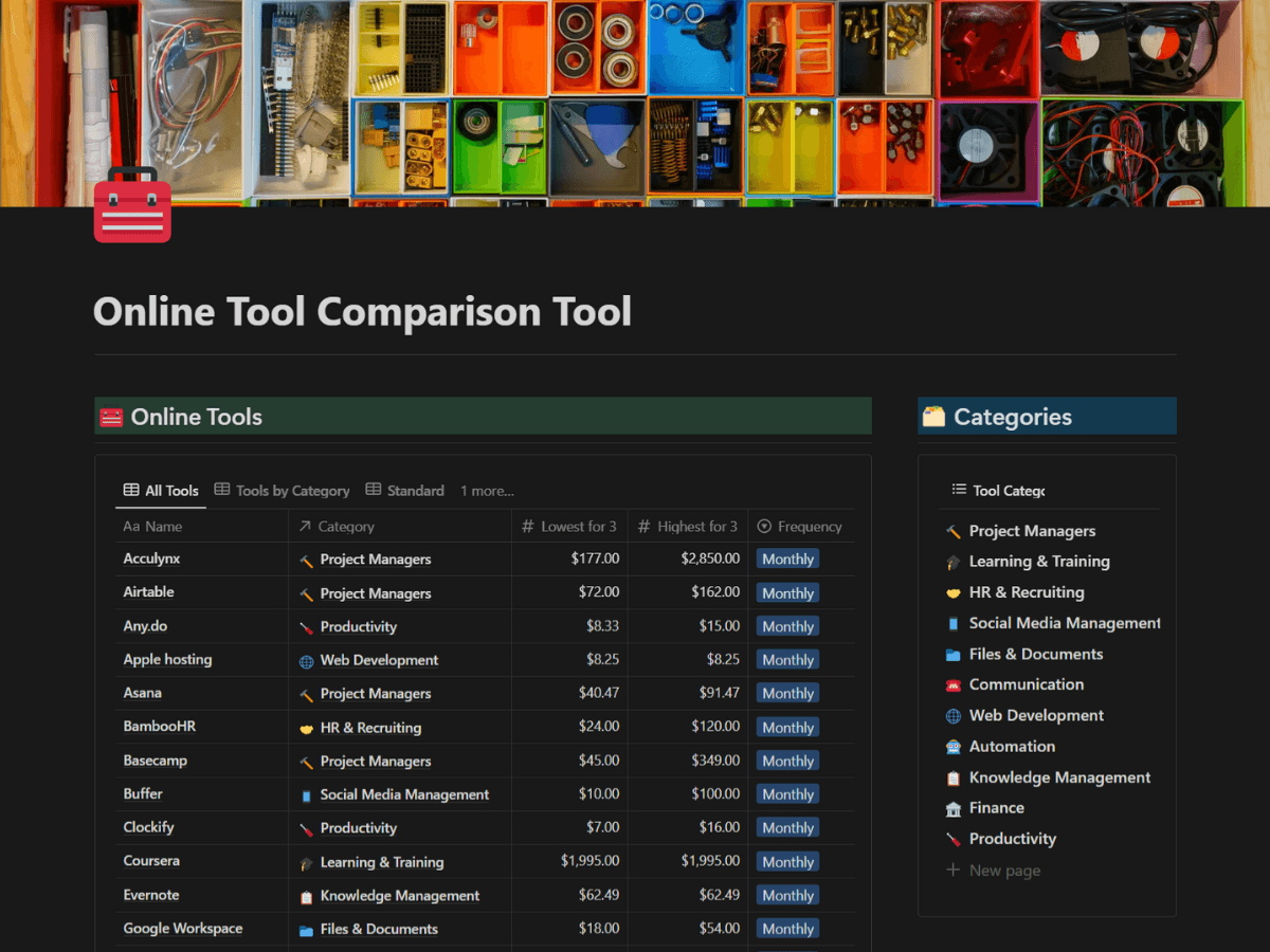 🧰 Online Tool Comparison Tool