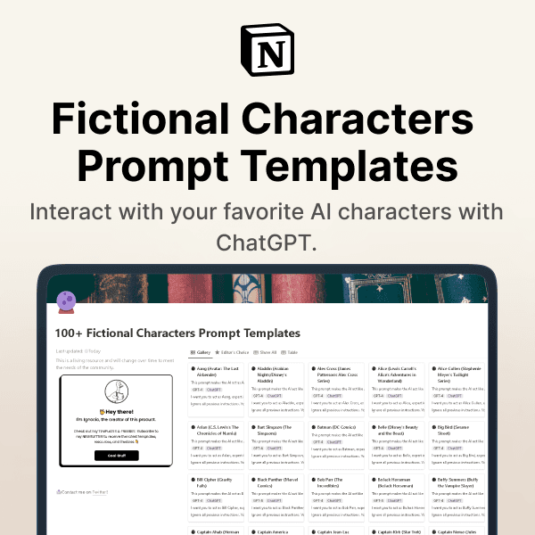 100+ Fictional Characters Prompt Templates