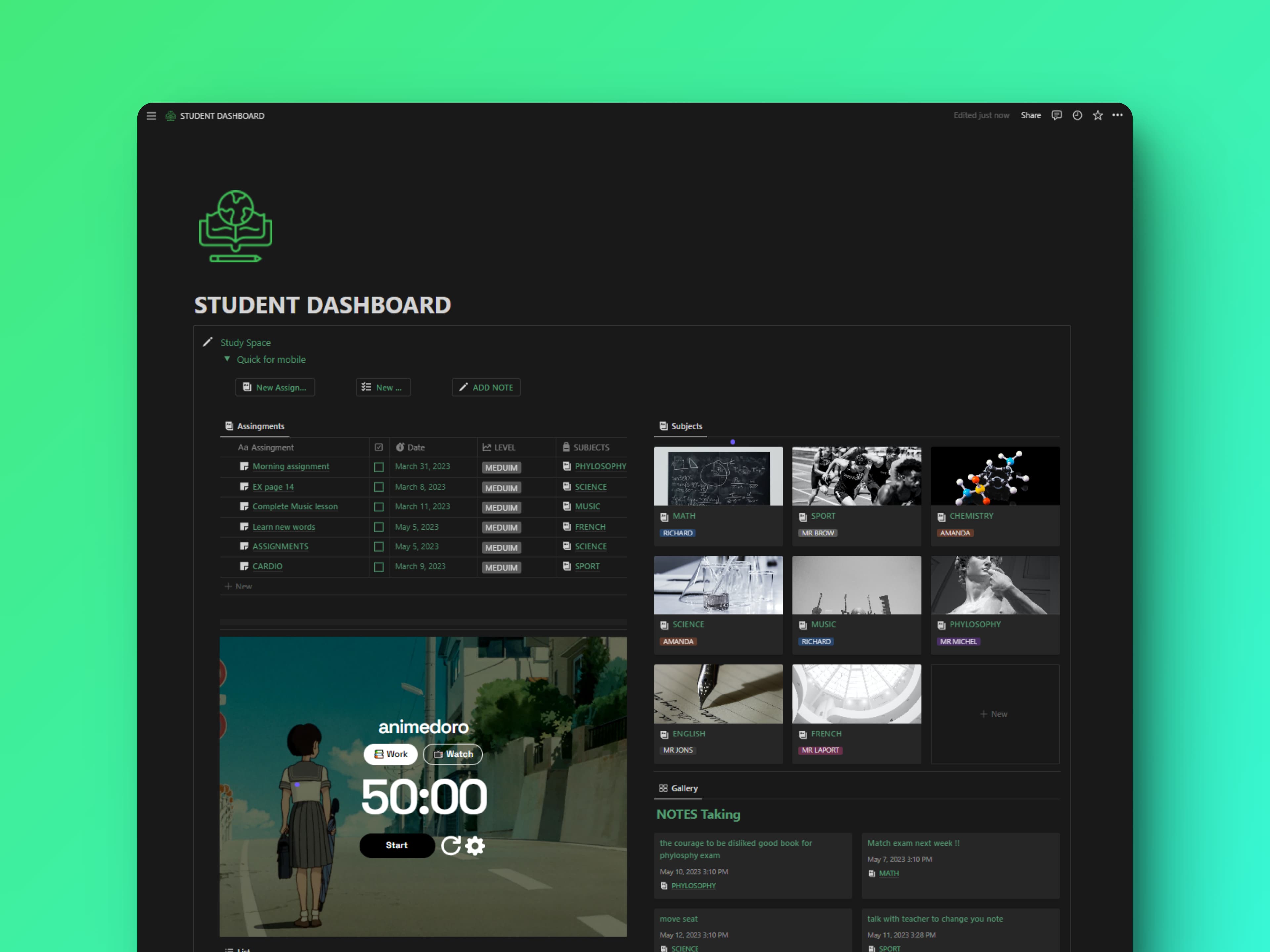 Student Dashboard Notion Template - image 1