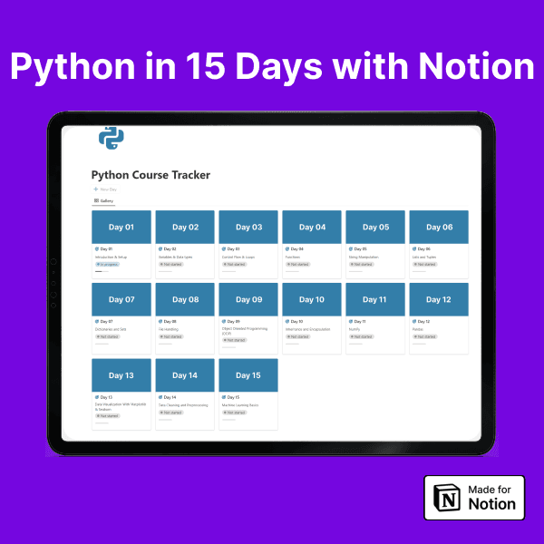 Python in 15 Days - Quick Learn with Notion Template