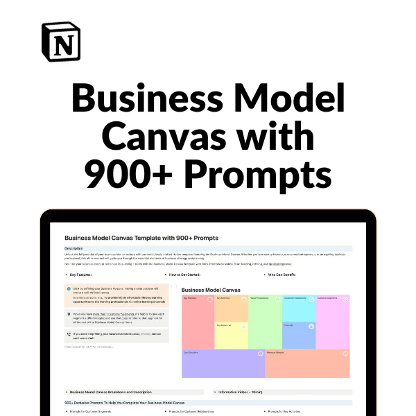 Business Model Canvas Template with 900+ Prompts