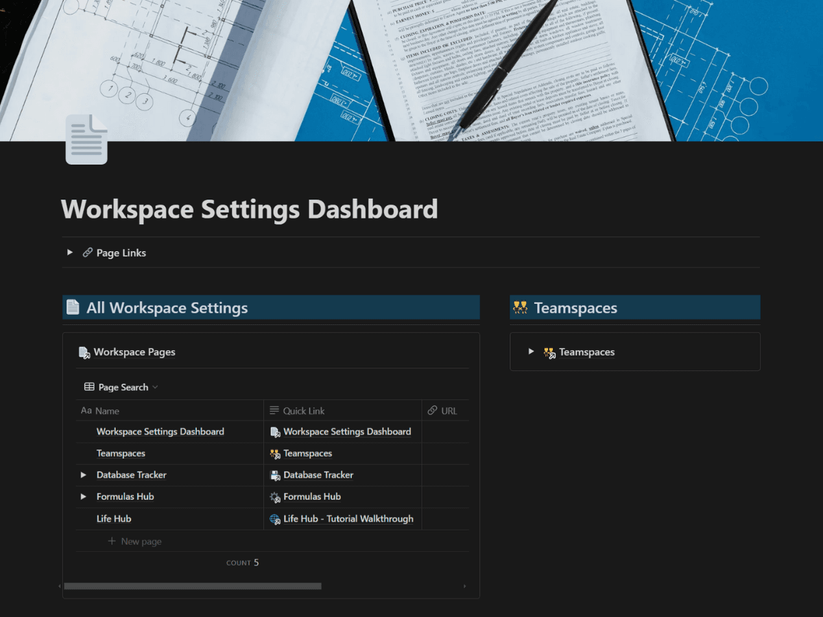 📄 Notion Workspace Settings Dashboard