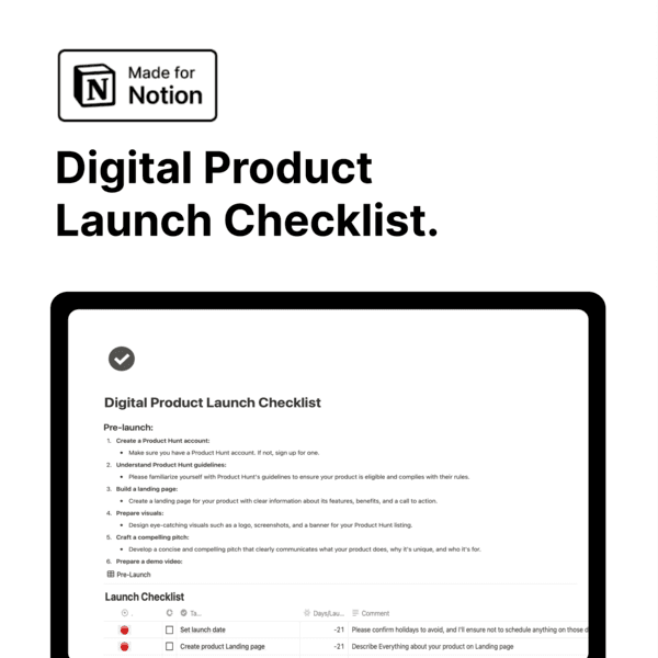 Digital Product Launch Checklist
