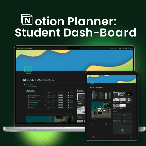 Student Dashboard Notion Template