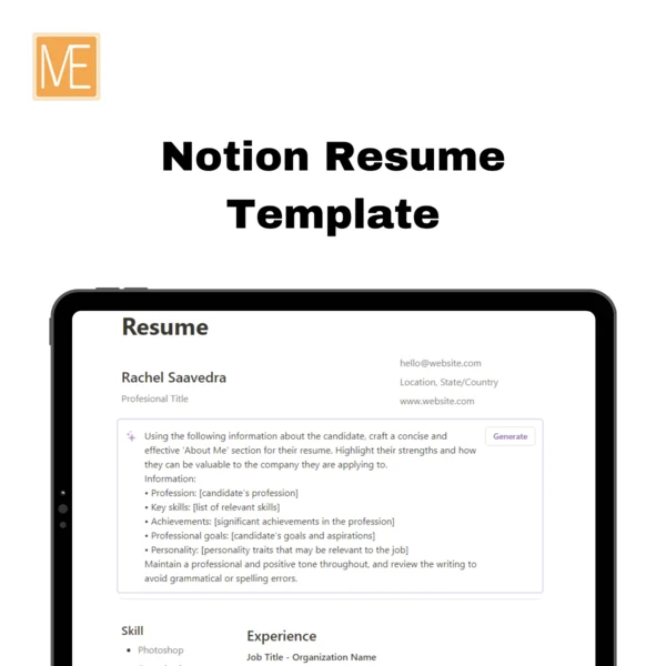 Resume a Notion Template