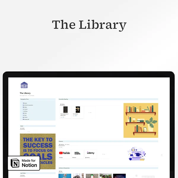 The library - Book tracker - Courses tracker - Media tracker - Writing tracker