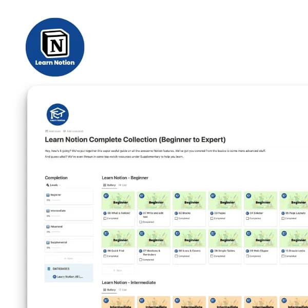 Learn Notion Complete Collection (Beginner to Expert)