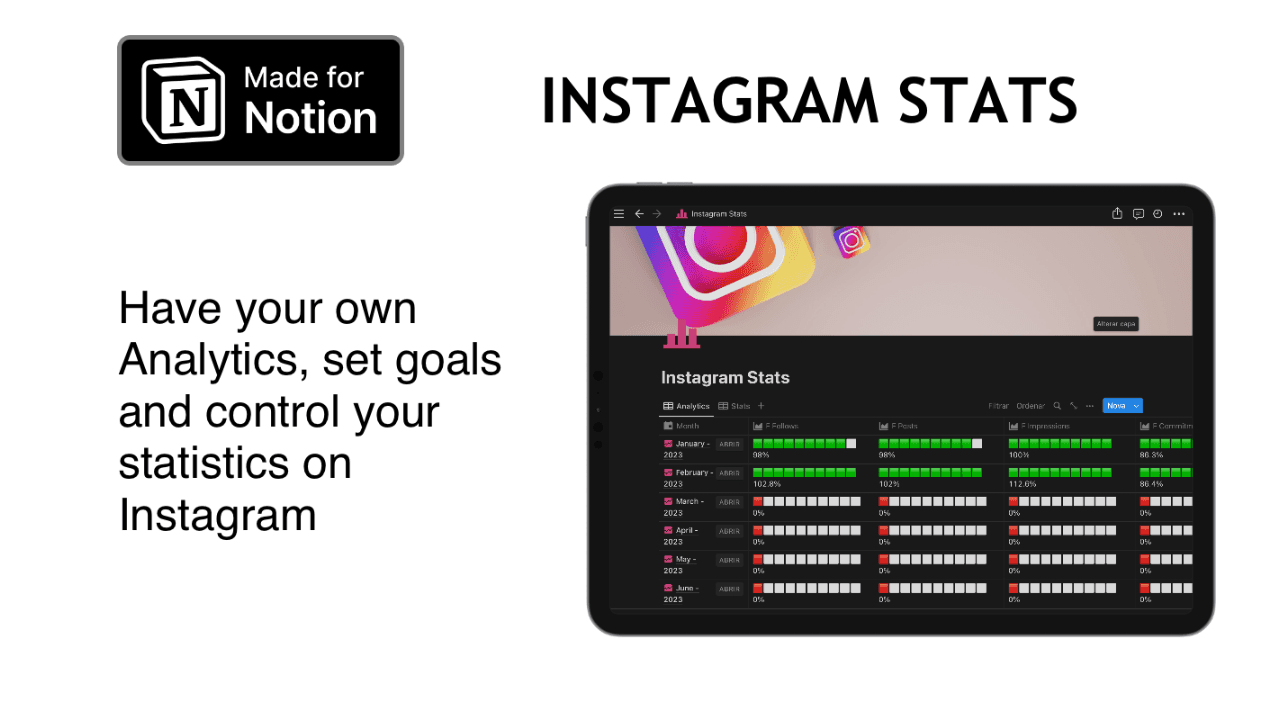 Notion Template - Instagram Stats - image 1