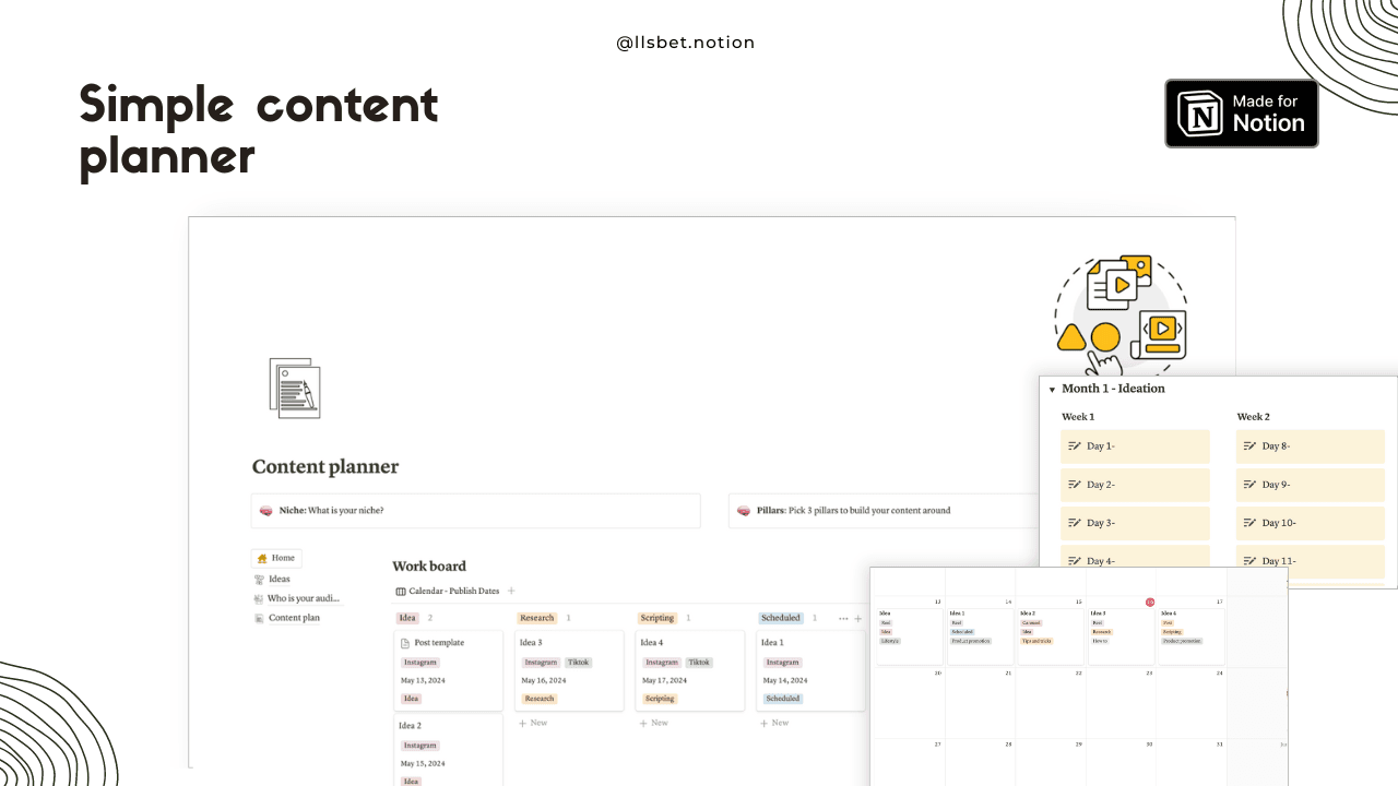 Simple Content planner Notion template - image 1
