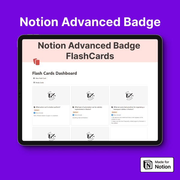 FREE Notion Advanced Badge Flashcards: Conquer the Exam