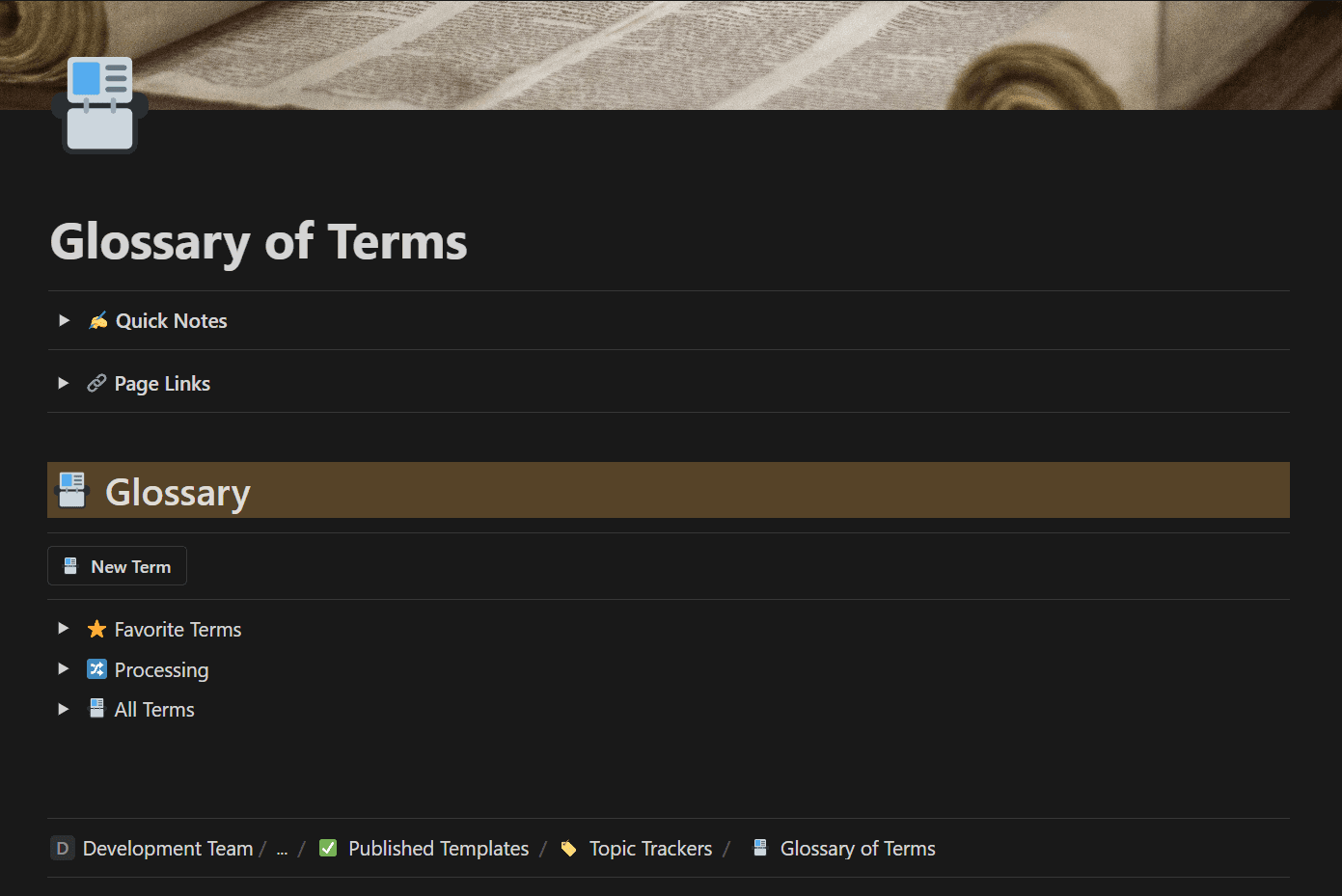 📇 Glossary of Terms - Notion Terms builder