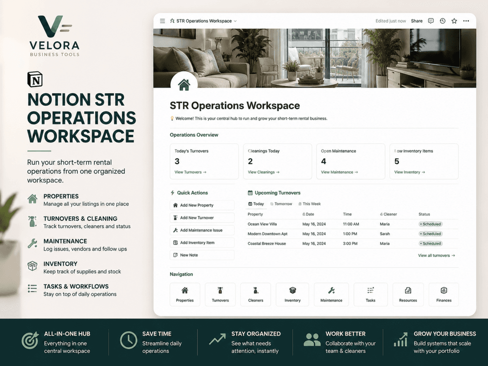 Airbnb & STR Notion Operations System | Host Management Workspace - image 1