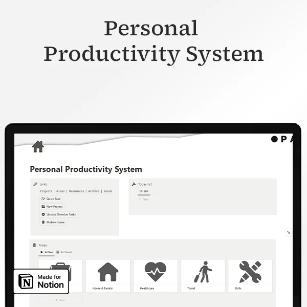 Notion Personal Productivity System by PARA Method