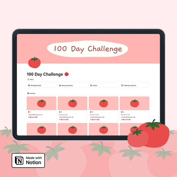 Notion 100 Day Challenge Template