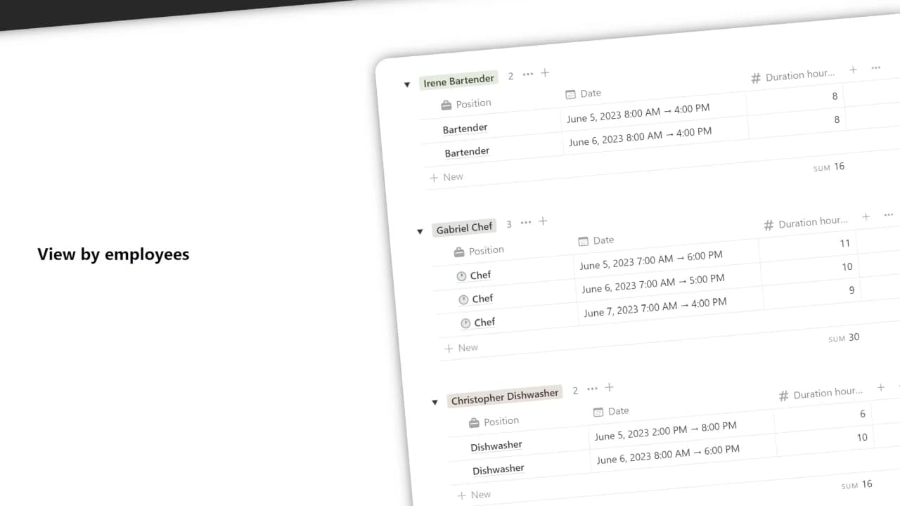Employee schedule - A Notion Template - image 5