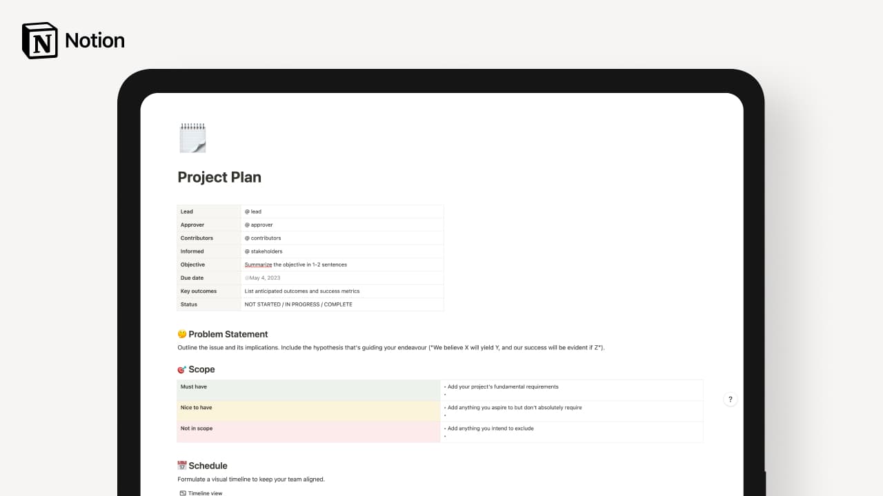 Project Plan Template - image 1