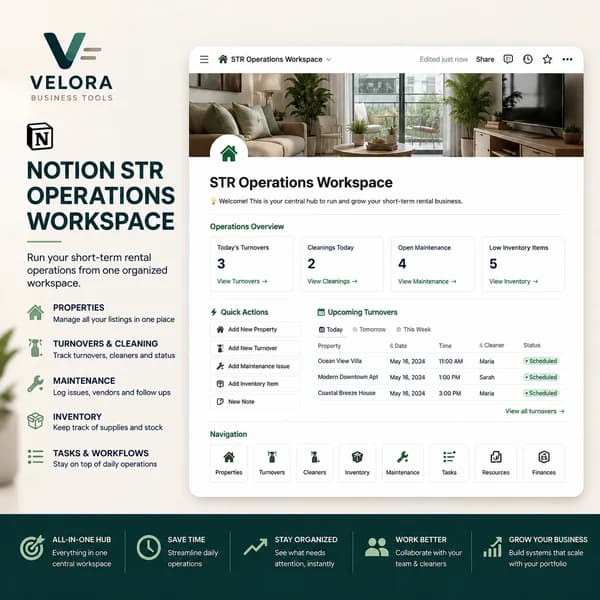 Airbnb & STR Notion Operations System | Host Management Workspace