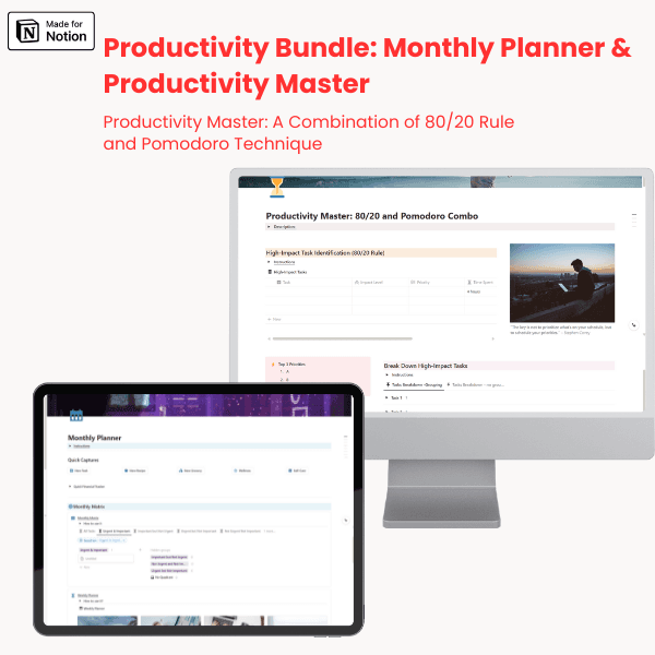 Productivity Bundle: Monthly Planner & Productivity Master