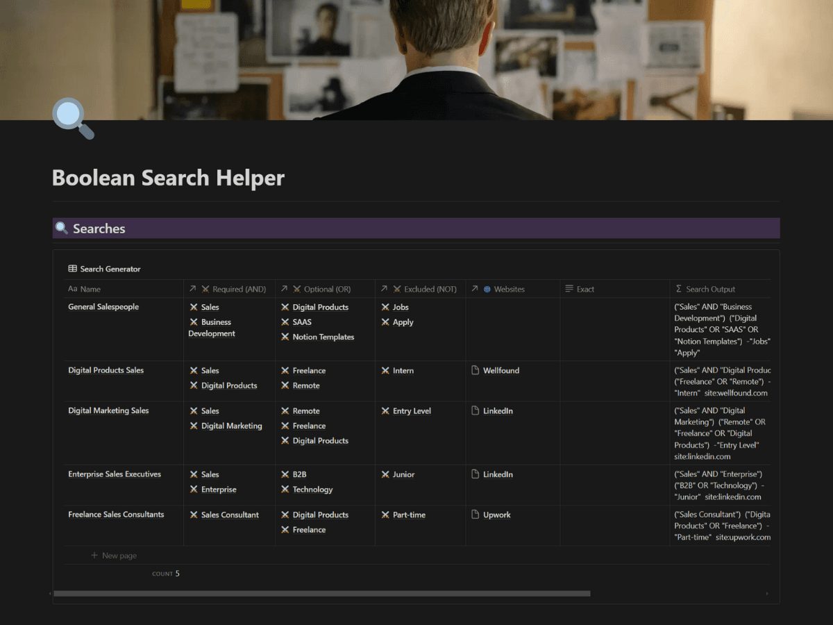 🔎 Boolean Search Helper