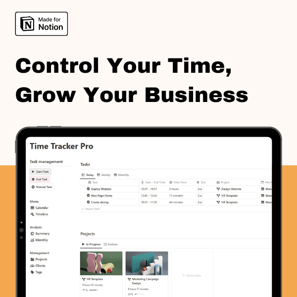 Time Tracker Pro a Notion Template