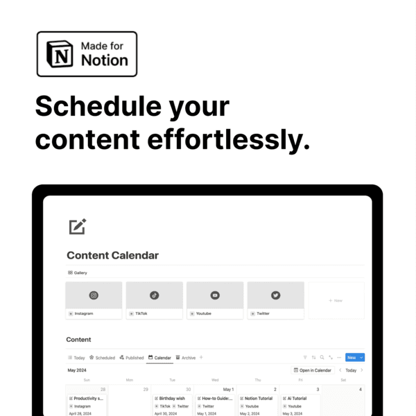 Notion Content Calendar