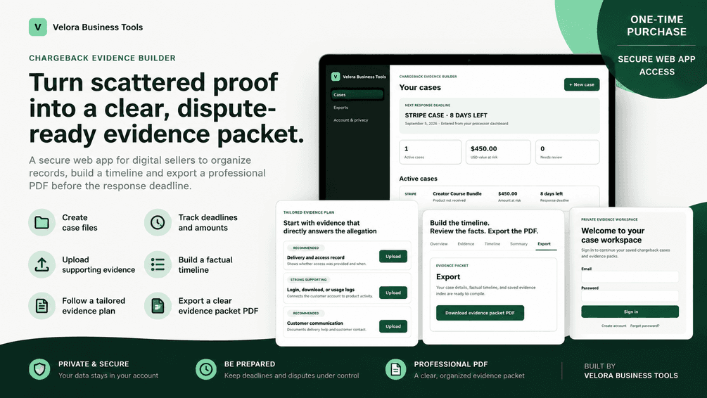 Chargeback Evidence Builder | Dispute Response & Evidence Packet Tool - image 1