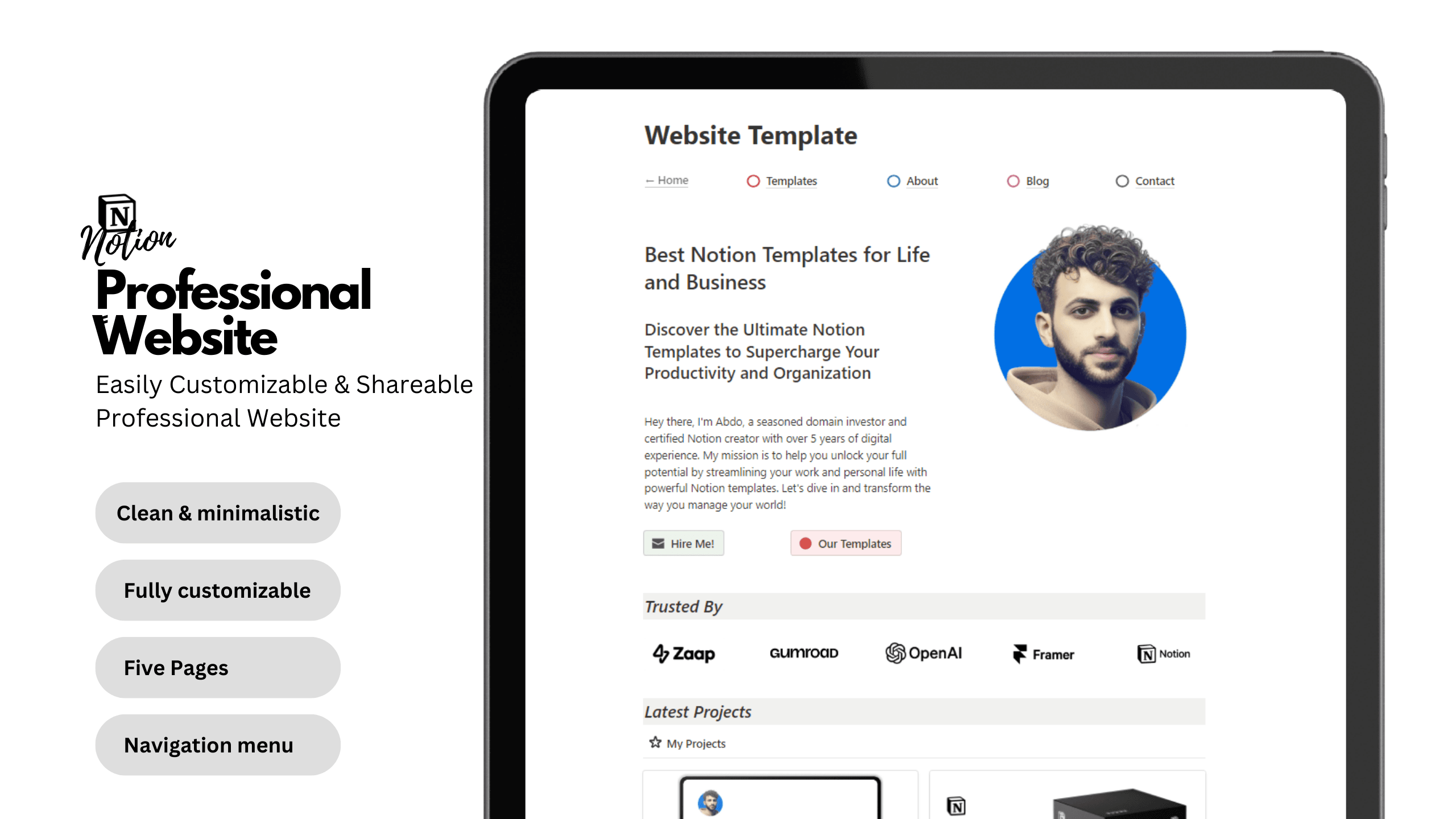Professional website with Notion