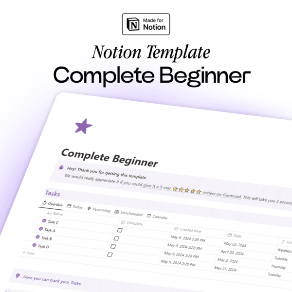 Notion For Complete Beginner Template