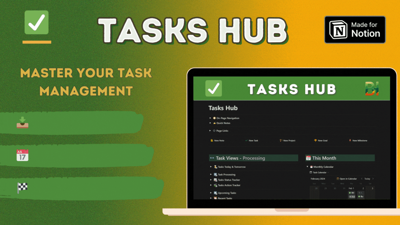 ✅ Notion Tasks Hub + Eisenhower Matrix