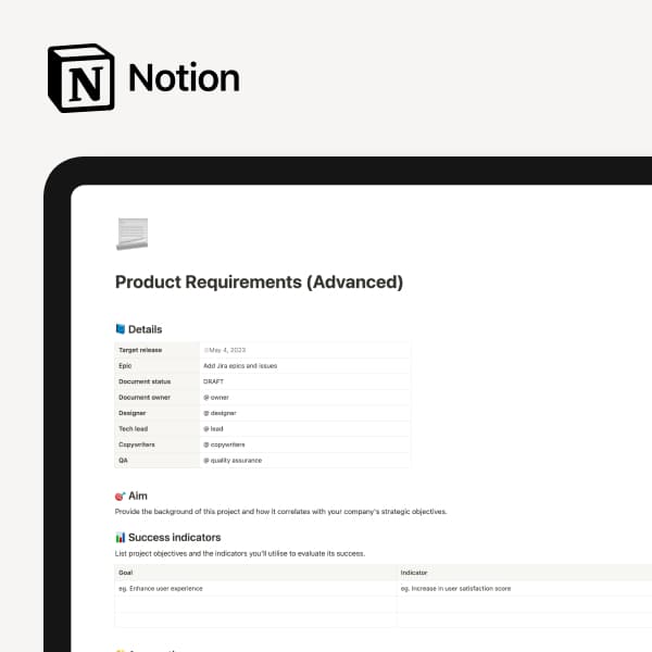Product Requirements (Advanced) Template