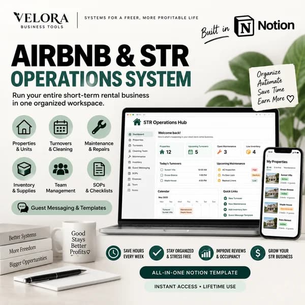 Airbnb & STR Complete Operations System | Notion + Google Sheets Bundle