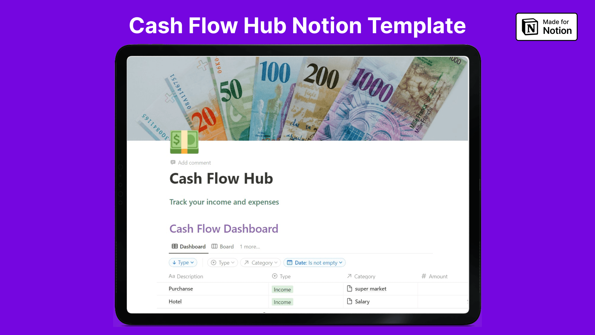 Cash Flow Hub Notion Template - image 1
