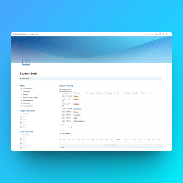 Student Hub: Your Comprehensive Notion Template for Academic Success
