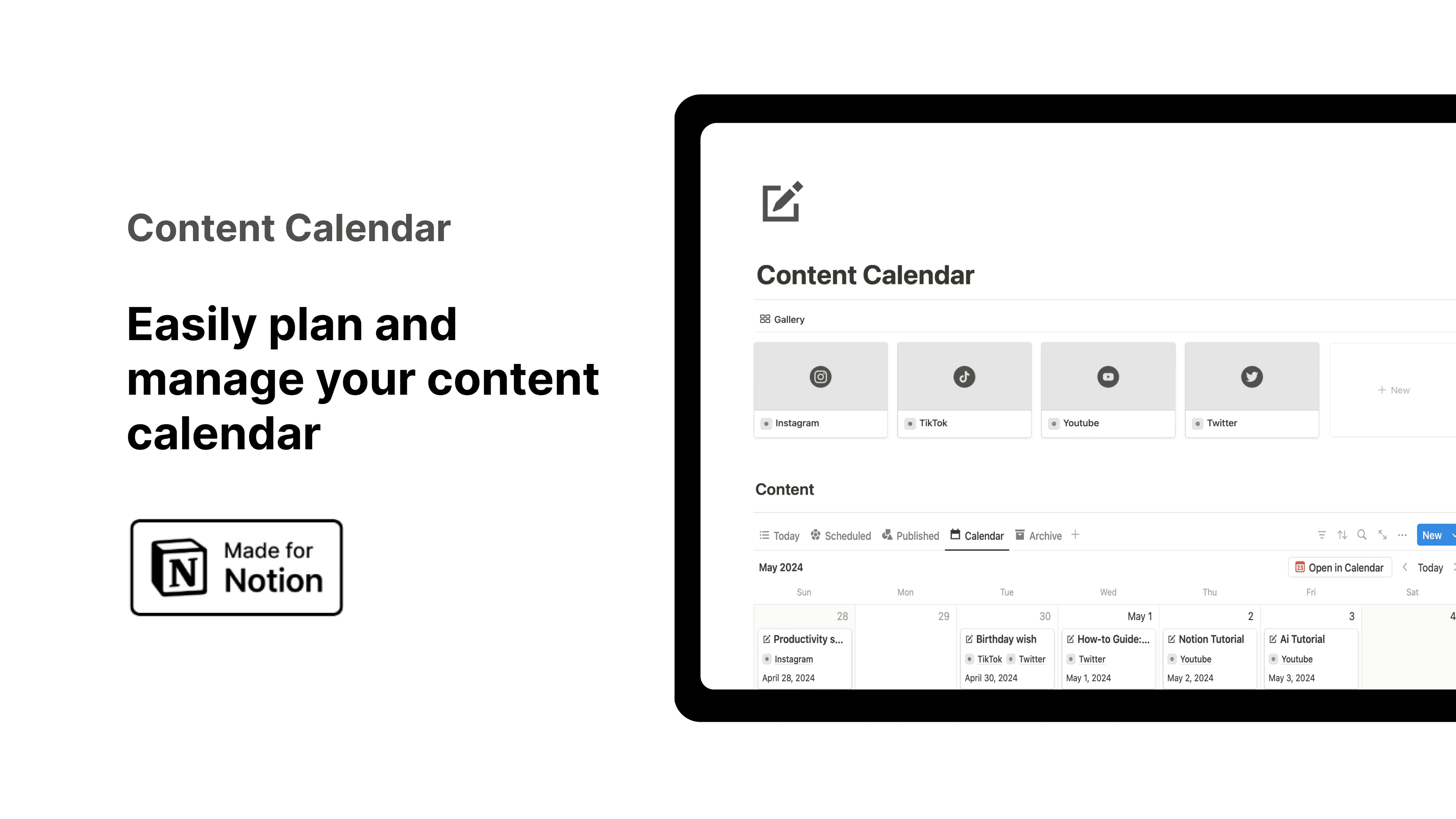 Notion Content Calendar - image 1