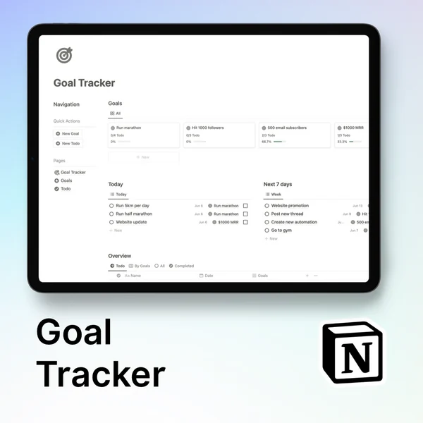 Notion Goal Tracker for Free