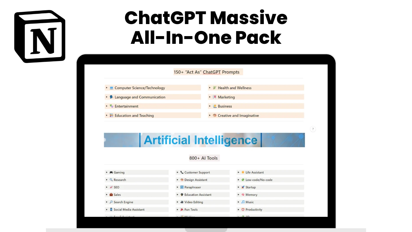 ChatGPT Massive All-In-One Pack: 9000+ Prompts - image 4