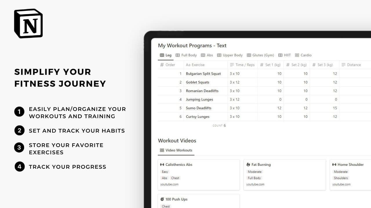 Notion Fitness Planner - image 1