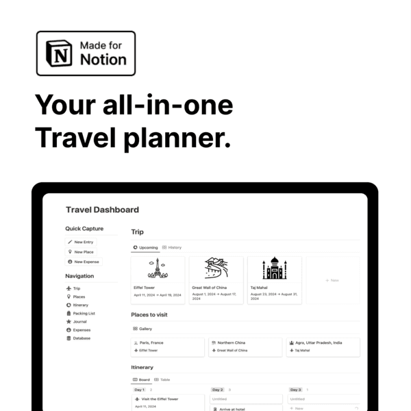Travel Planner with notion