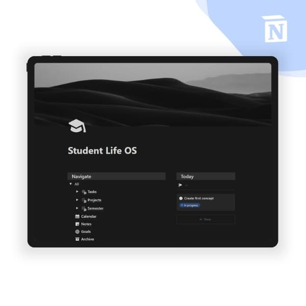 Student Life OS - Plan, Organize & Execute - Dark Mode