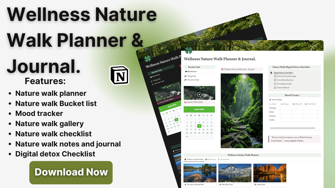 Wellness Nature Walk Planner & Journal. - image 1