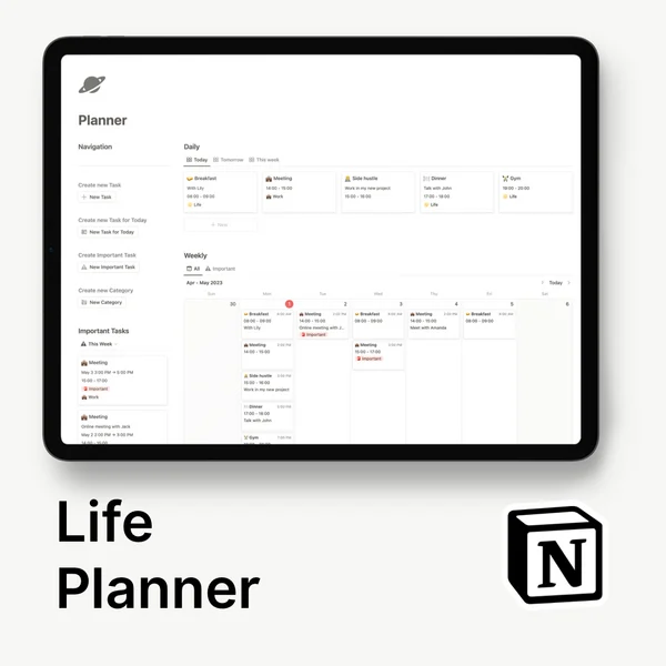 Notion Life Planner for Free
