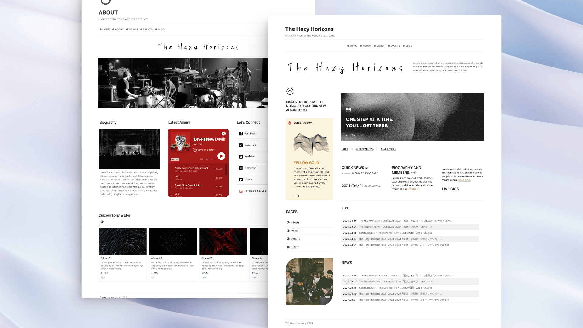 Notion Website Template for Musicians and Bands