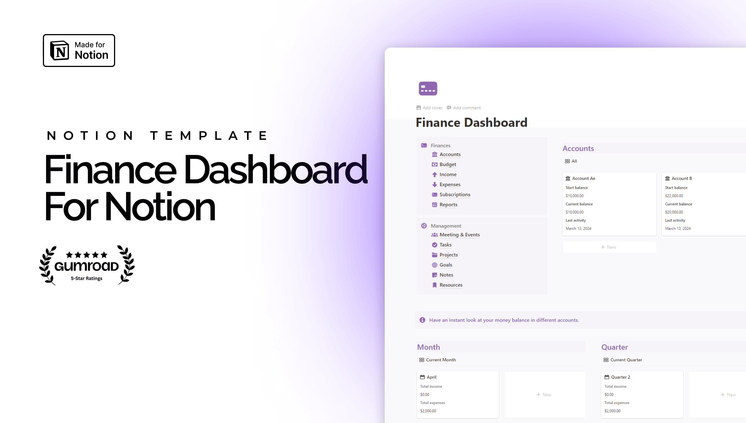Finance Dashboard - Notion Template - image 1
