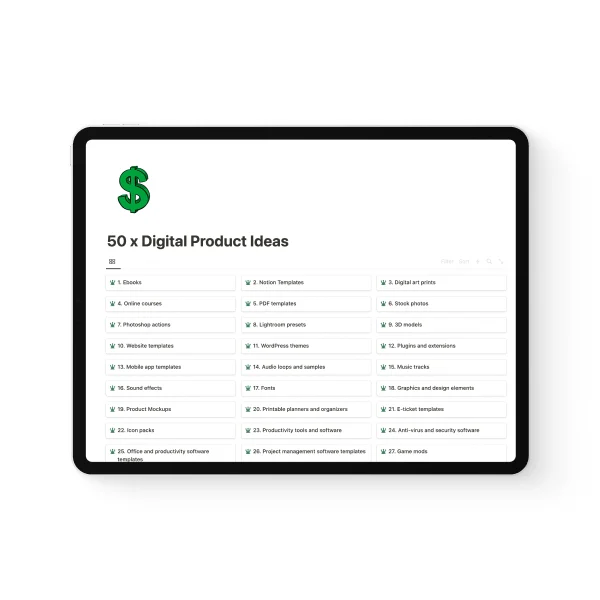 50 Digital Product Ideas
