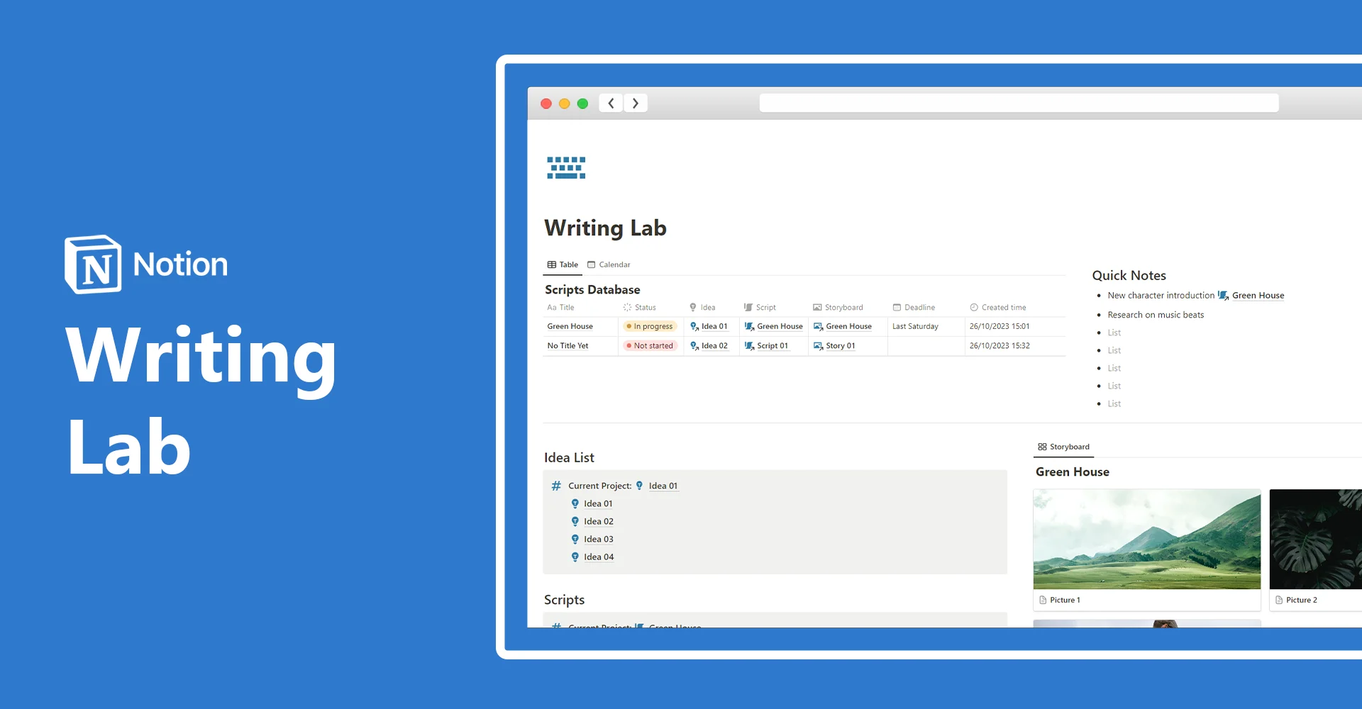 Writing Lab - Notion Template - image 1