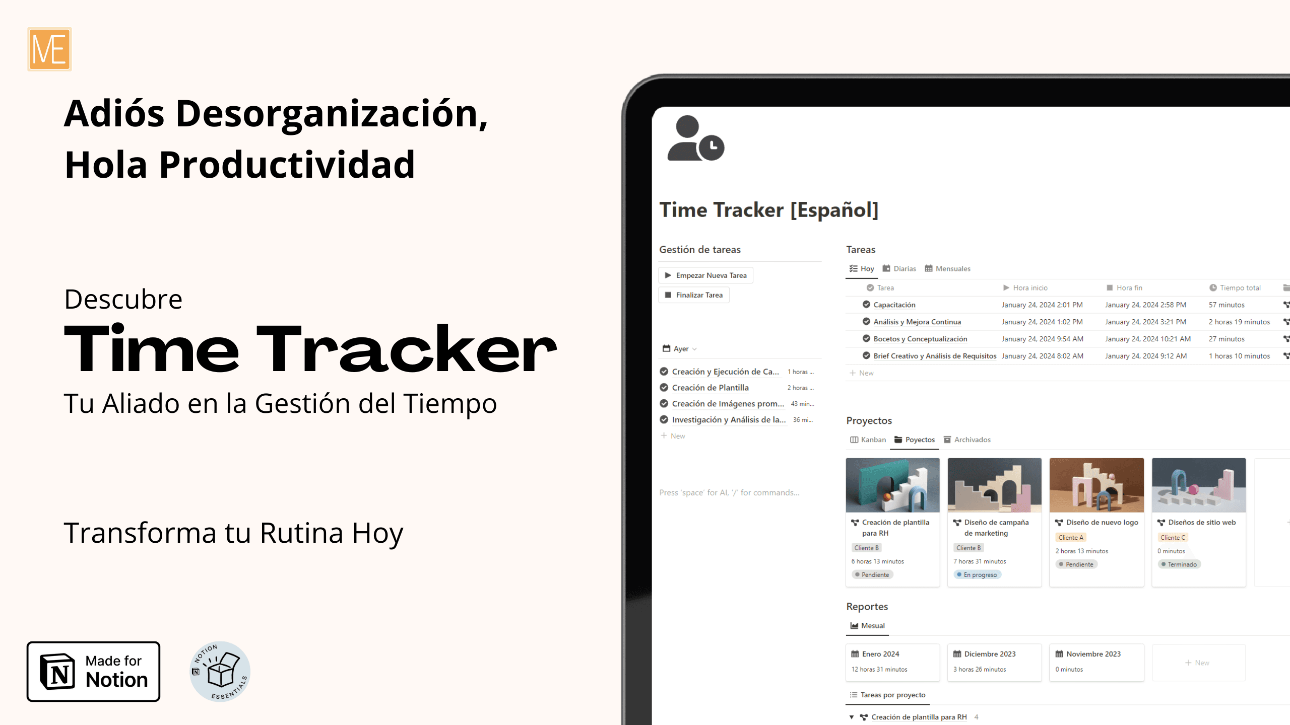 Time Tracker Plantilla de Notion